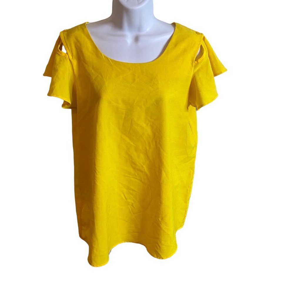 Signature Collection yellow cold shoulder size L top